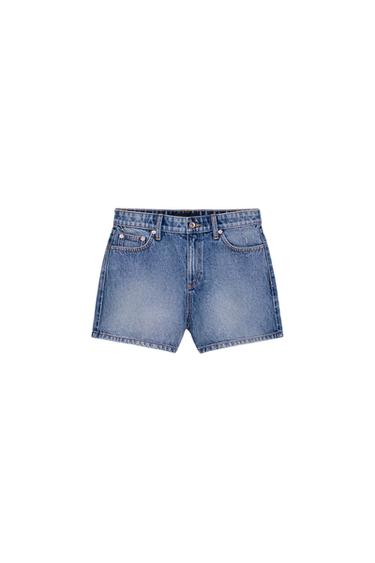 SHORTS Z1975 MOM FIT MID WAIST - Blauw van Zara