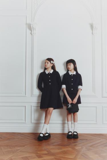 CONTRAST COLLAR DRESS - Navy blue by Zara