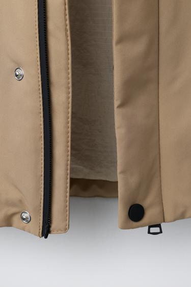CONTRAST ZIP WATER-REPELLENT PARKA - Light beige by Zara - Image 7