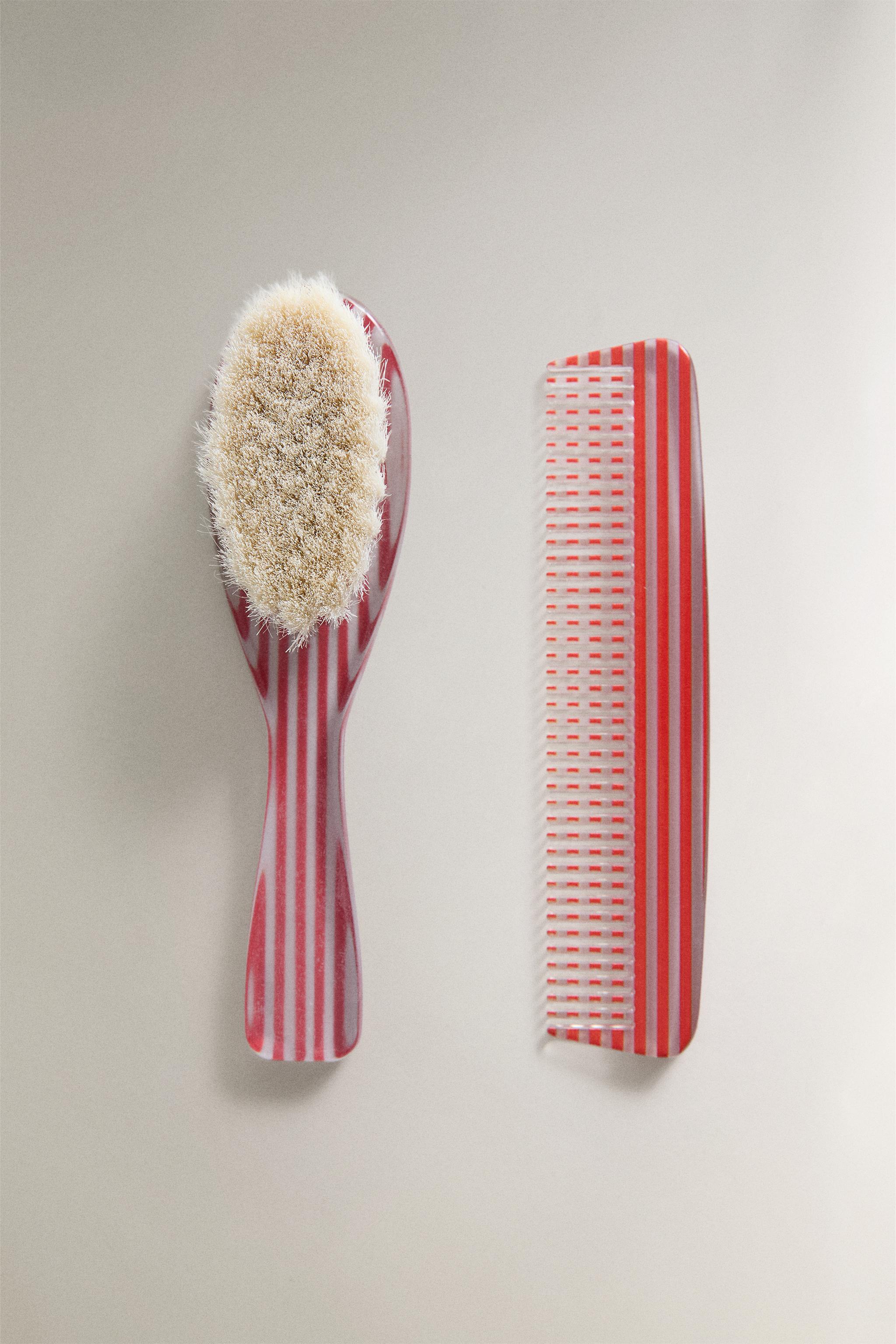 BABY STRIPED BRUSH AND COMB SET