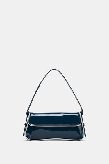 BOLSO DE HOMBRO EFECTO ACHAROLADO CONTRASTE - Azul de Zara