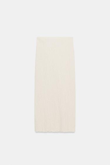 TEXTURED MIDI SKIRT - Ecru by Zara - Image 6