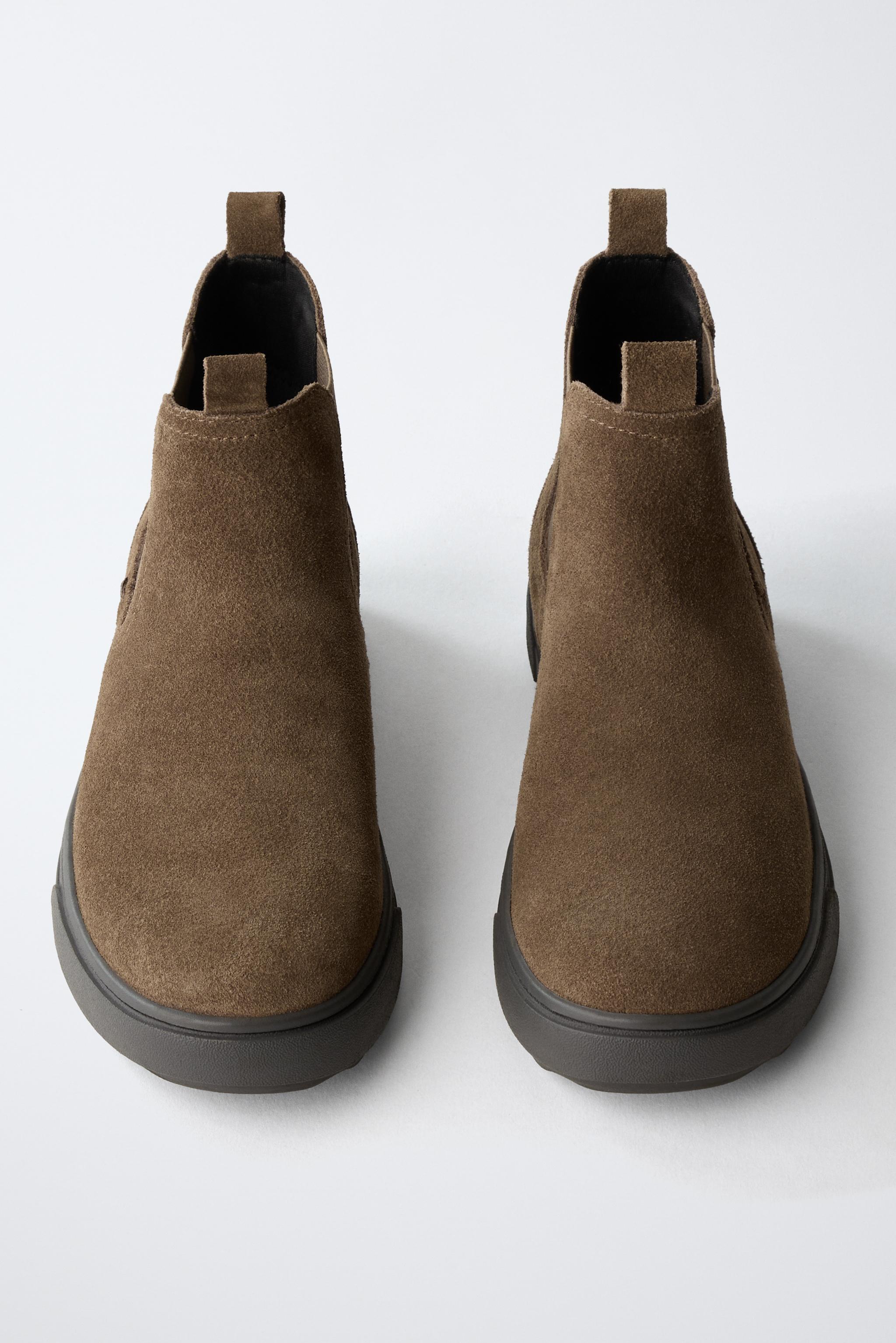 スプリットスエードチェルシーブーツ - ブラウン | ZARA Japan スプリットスエードチェルシーブーツ - ブラウン | ZARA Japan