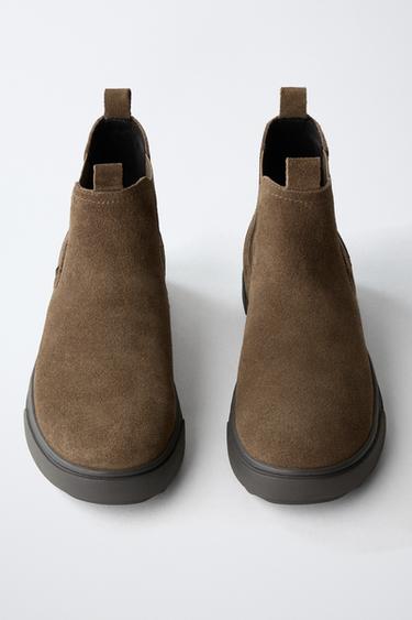 SPLIT SUEDE CHELSEA ANKLE BOOTS - Brown by Zara - Image 3