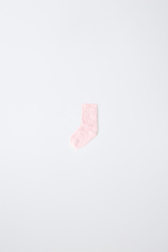 COTTON AND SILK FRILL ANKLE SOCKS - Pastel pink by Zara - Image 0