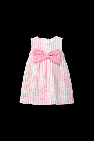 GEMUSTERTES KLEID MIT MAXI-SCHLEIFE - Rosa von Zara - Bild 0