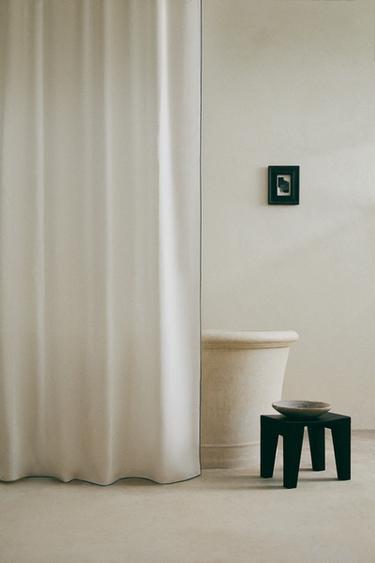 LINEN AND COTTON SHOWER CURTAIN WITH OVERLOCK - Blues by Zara - Image 5
