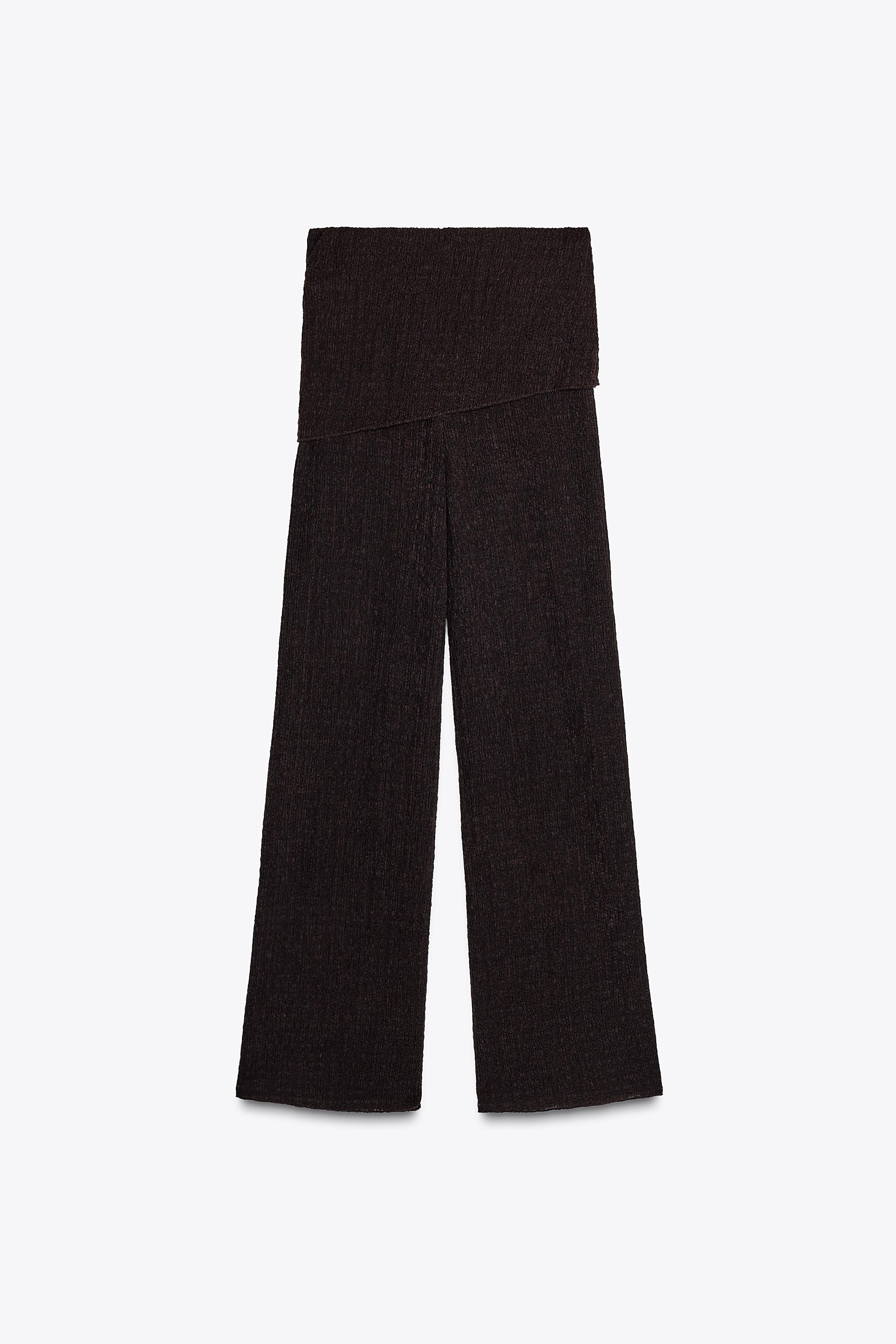 テクスチャードタイパレオパンツ - ダークブラウン | ZARA Japan