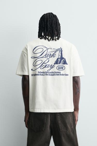 CONTRAST PRINT T-SHIRT - Oyster-white by Zara