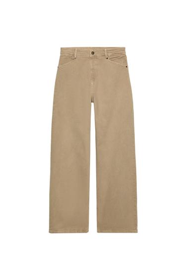 ZW COLLECTION HIGH-WAIST WIDE-LEG JEANS - Sand by Zara