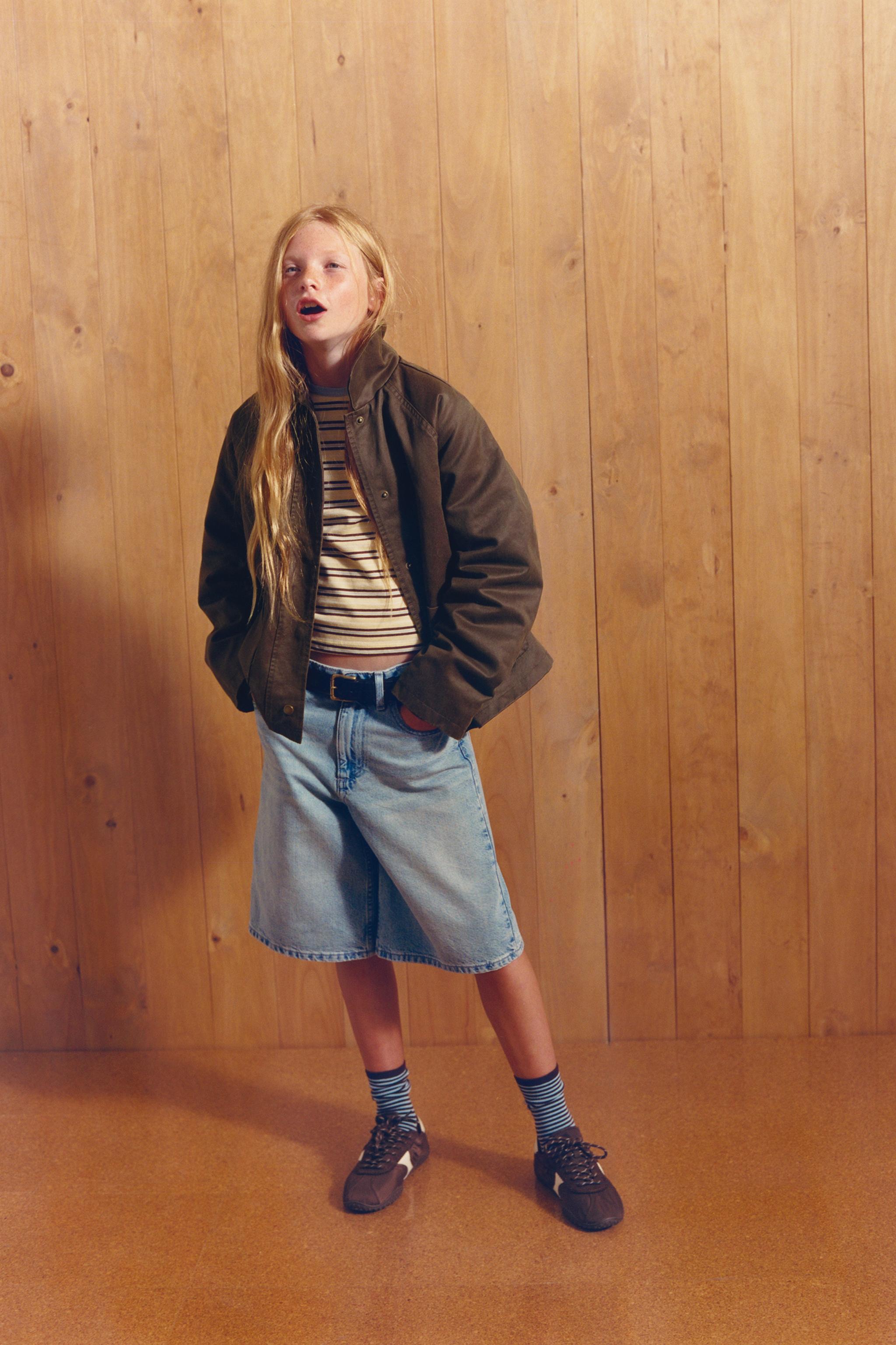 WAXED JACKET WITH CONTRAST COLLAR — Brown