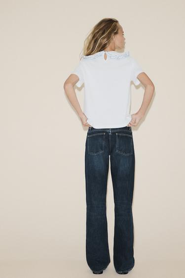T-SHIRT WITH PETER PAN COLLAR - White by Zara - Image 4