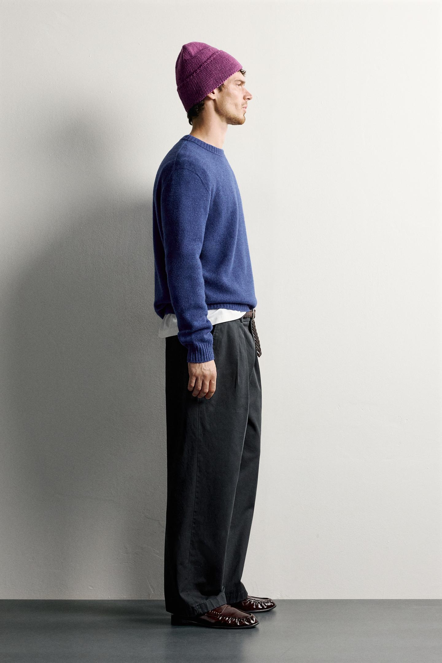 Мужской свитер Zara Wool Blend Regular Fit, цвет: Синий — фото 4