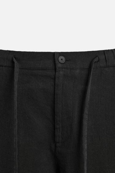 PANTALON LIN ET COTON - Noir de Zara - Image 8