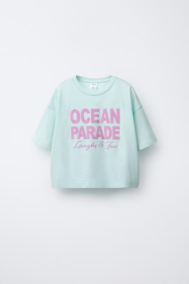 CAMISETA ESTAMPADA TEXTO - Verde de Zara