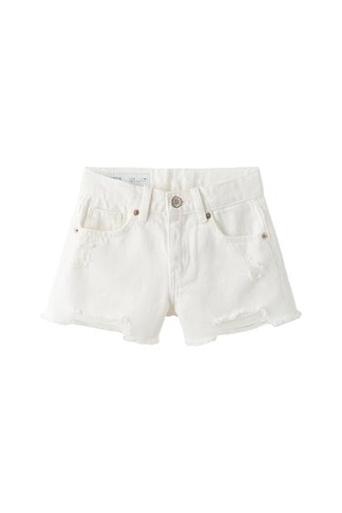 FRAYED DENIM BERMUDA SHORTS