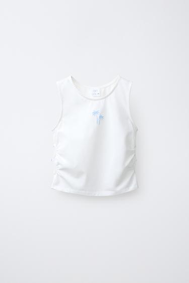 EMBROIDERED CUT-OUT T-SHIRT - Ecru by Zara