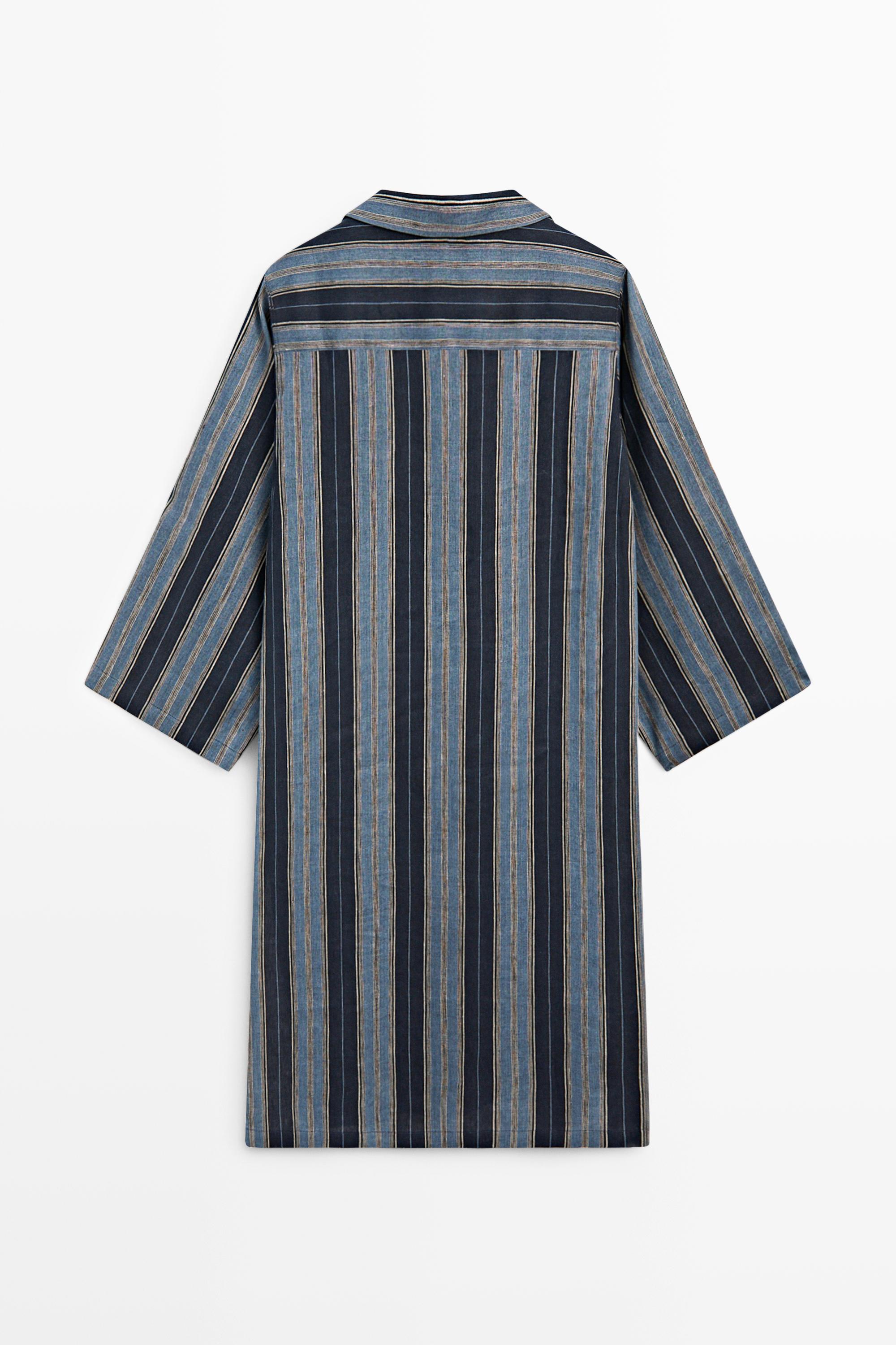Striped linen cotton blend kaftan
