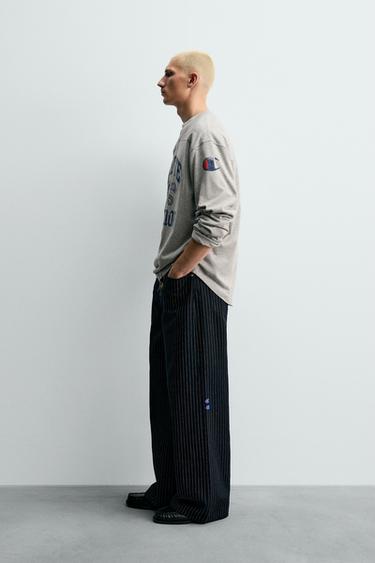 CHAMPION ® X ZARA STRIPED BAGGY FIT JEANS - Blue by Zara - Image 3