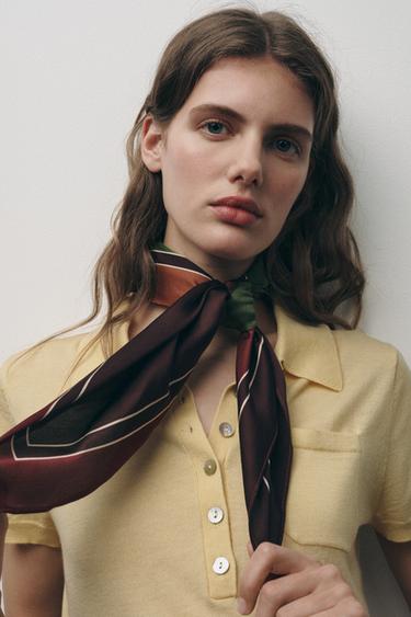 Zara PLAID SCARF - Maroon - Image 0