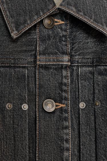 TRF DENIM JACKET WITH PLEATS AND SEAMS - Dark brown by Zara - Image 5