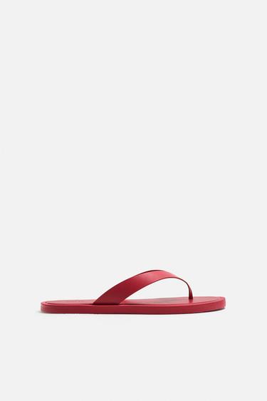 STRAPPY LEATHER SANDALS - Burgundy Red by Zara