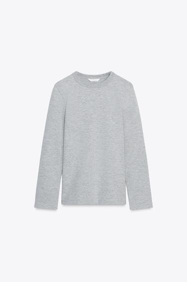 CAMISETA MANGA LARGA INTERLOCK - Gris vigoré de Zara