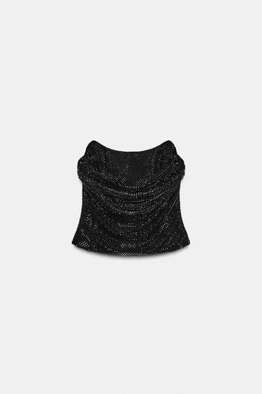 BEADED MESH TOP - Black by Zara