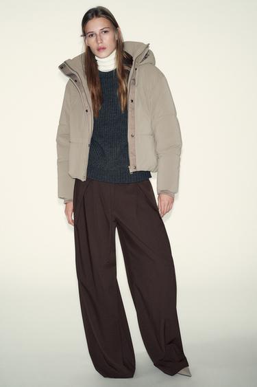 WATER-REPELLENT AND WINDPROOF SHORT HOODED ANORAK - camel by Zara