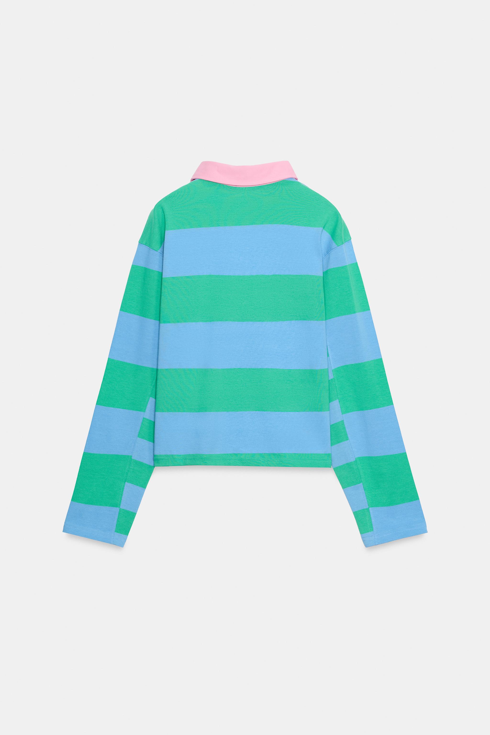 CONTRAST COLLAR STRIPED POLO SHIRT