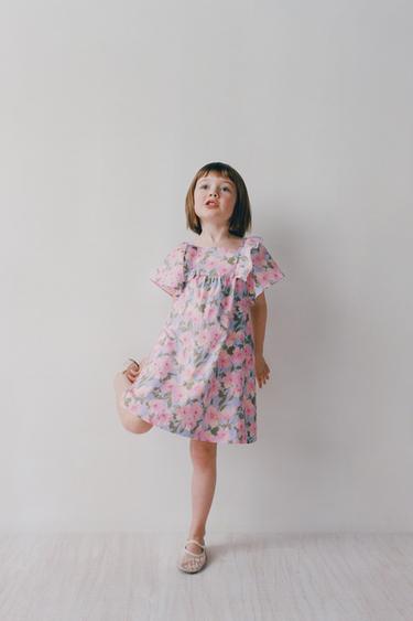 Zara FLORAL PRINT DRESS - Light blue