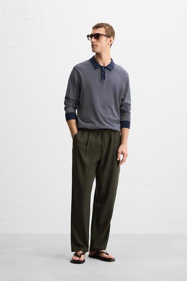 RELAXED FIT LYOCELL TROUSERS - Dark khaki by Zara