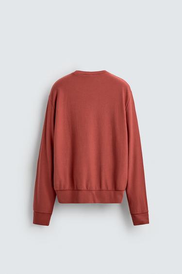 WASHED CREW NECK SWEATSHIRT - Mid-red by Zara - Image 6