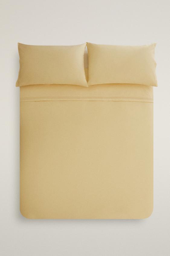 OPENWORK EMBROIDERED DUVET COVER - Light yellow by Zara - Image 0
