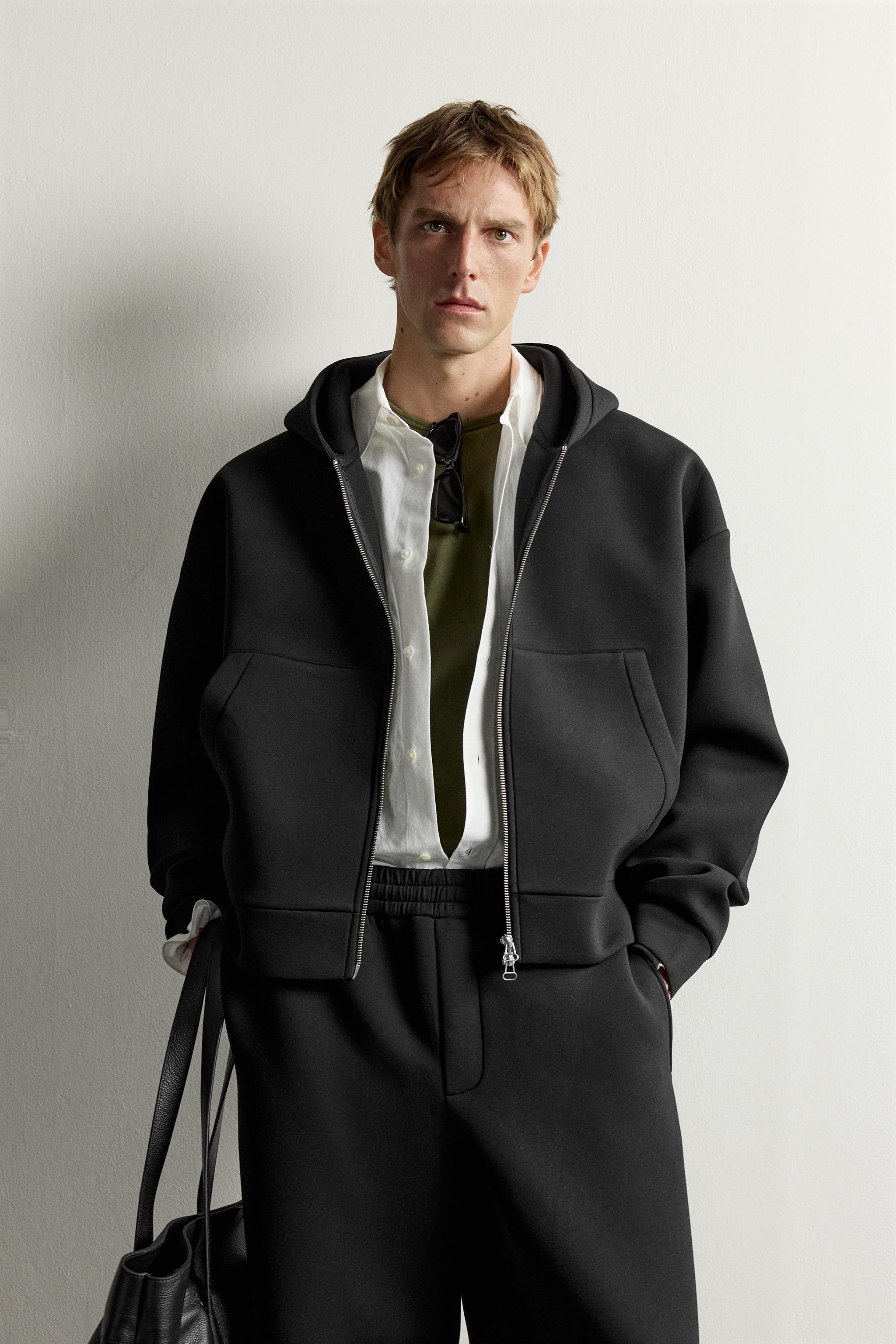 TECHNICAL ZIP-UP HOODIE — Black