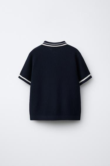 BASIC RIBBED KNIT POLO SHIRT - Navys / Ecrus by Zara - Image 1