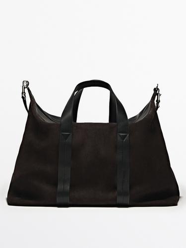 Zara Split suede boxer duffle bag - Brown - Image 0