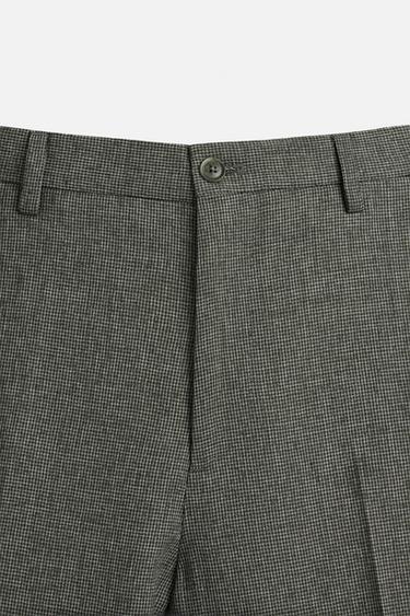 HOUNDSTOOTH SUIT TROUSERS - Green / Ecru by Zara - Image 7