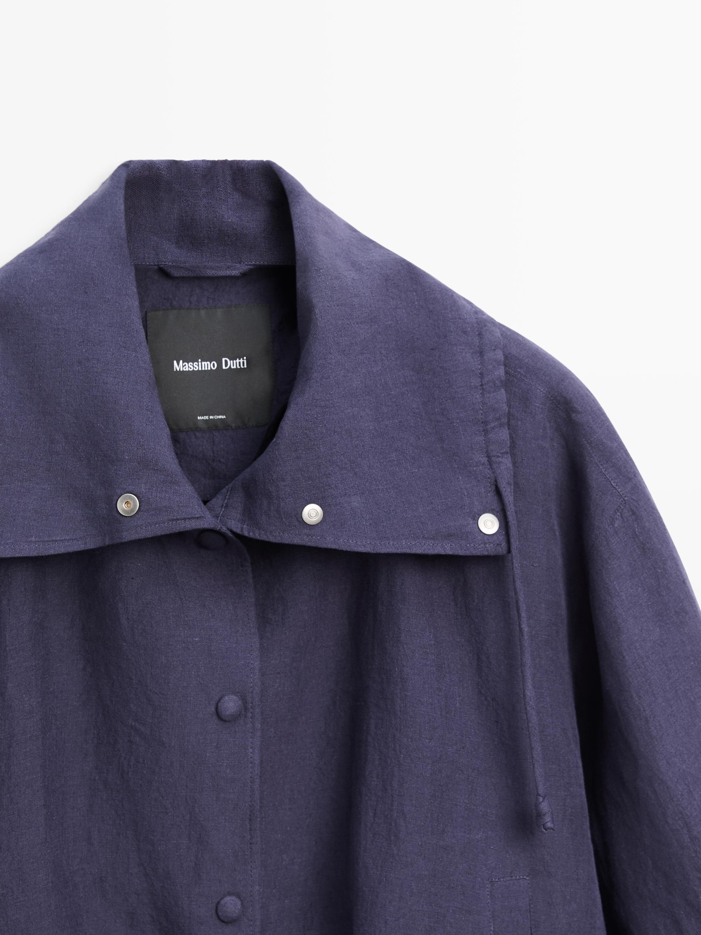 100% linen bomber jacket with collar detail