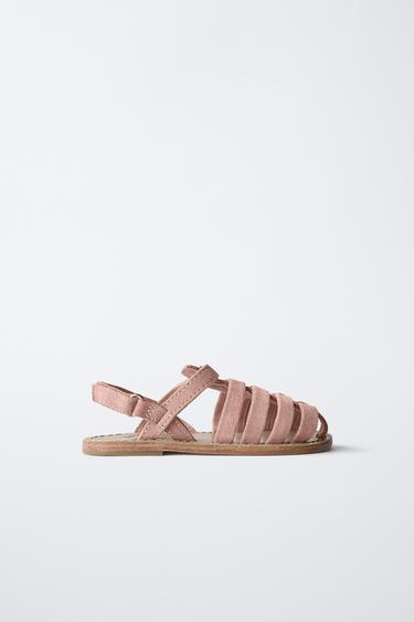 LEATHER CAGE SANDALS - Pink by Zara