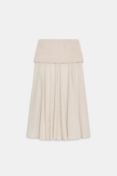 JUPE SOFT COMBINÉE - Écru de Zara - Image 5