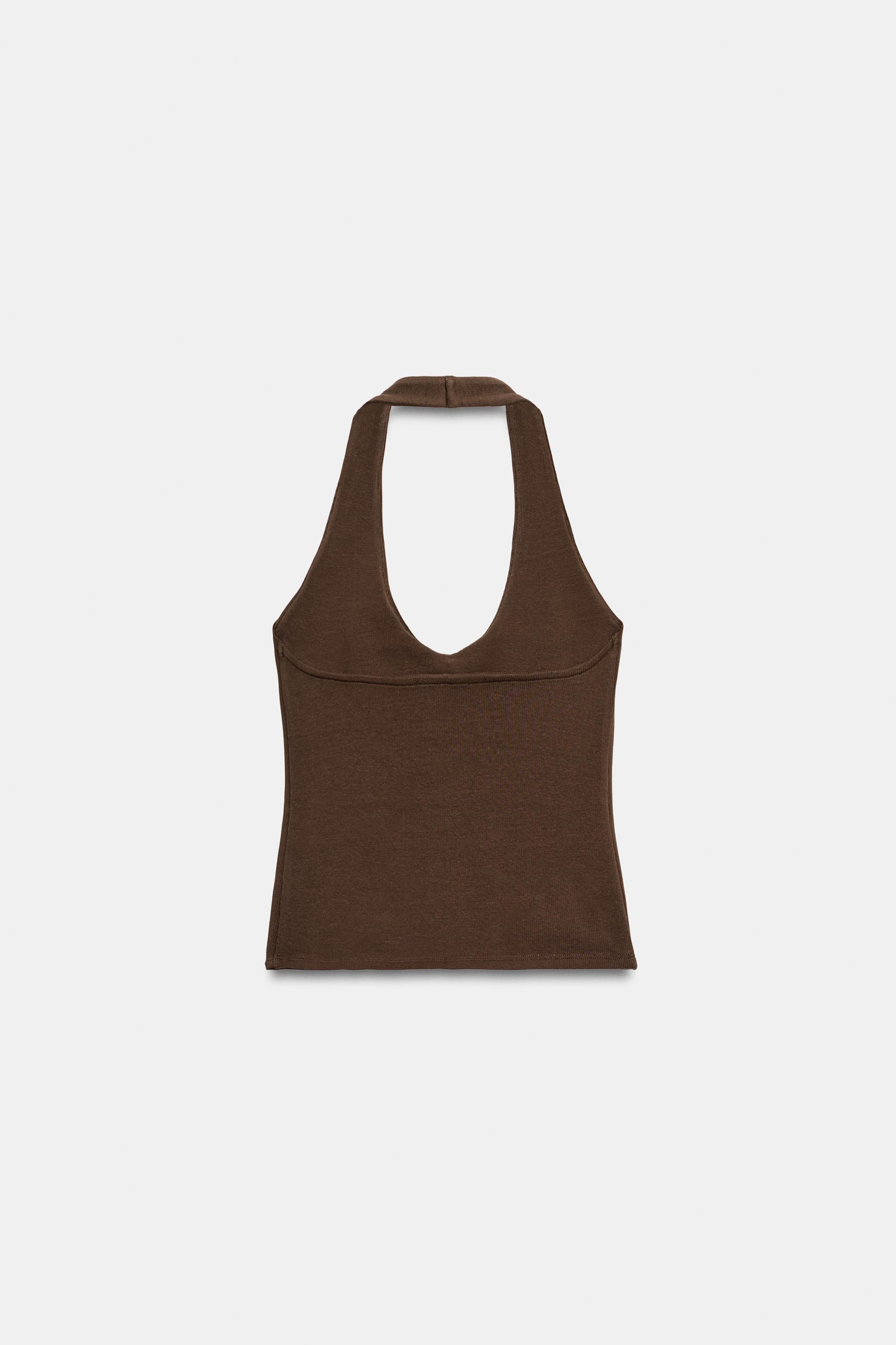Zara YUvarlak ETEKLİ HALTER TOP görsel 6