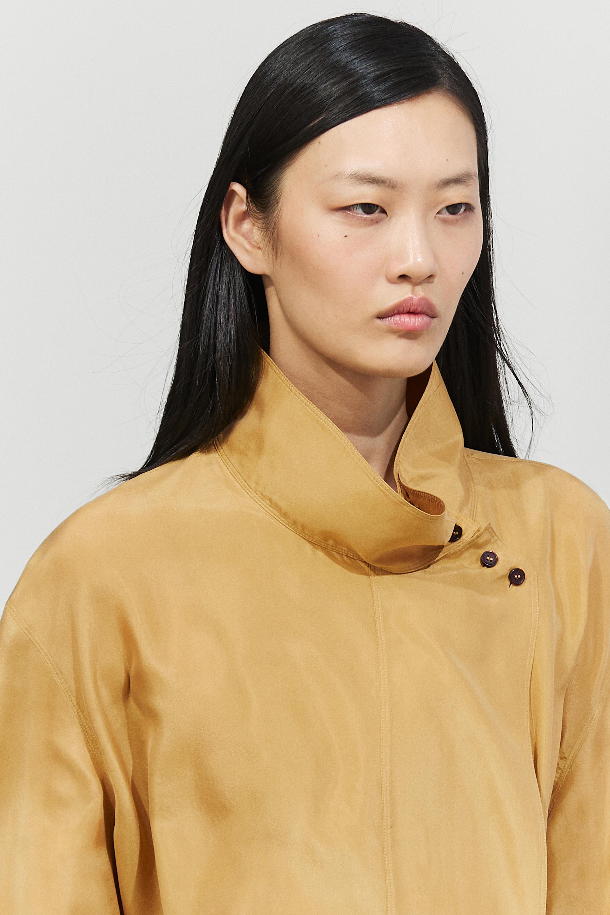 100% silk crossover mock neck shirt
