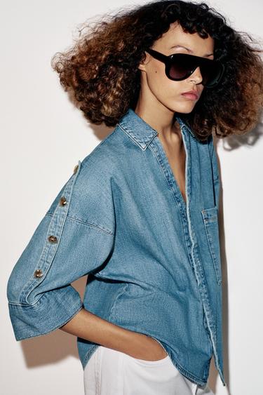 Z1975 WIDE SLEEVE DENIM SHIRT - Indigo by Zara
