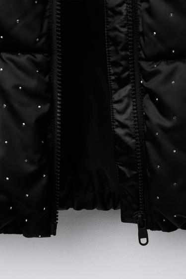 RHINESTONE-DETAIL PUFFER JACKET - Black by Zara - Image 7