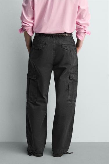 PANTALON BATTLE COUPE DÉCONTRACTÉE DÉLAVÉ - Bleu de Zara - Image 2