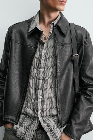 BLOUSON COURT EN CUIR - Noir de Zara - Image 4