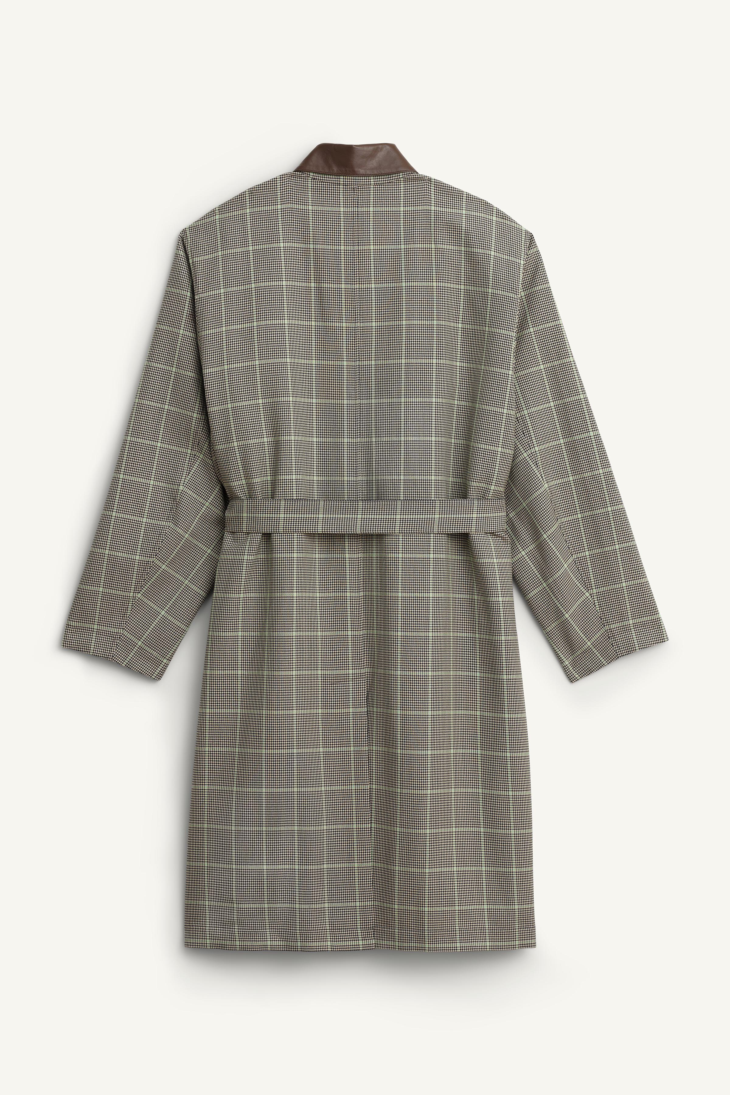 LIMITED EDITION PLAID AND LEATHER TRENCH COAT