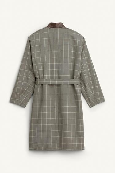 LIMITED EDITION CHECK TRENCH COAT WITH LEATHER DETAIL - Black / Green by Zara - Image 9