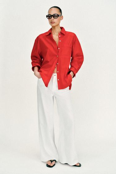 Z1975 LOOSE WIDE LEG OʻRTACHA OʻRNASHGAN JINSI - Oq Zara tomonidan